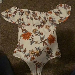 Floral of the shoulder bodysuit
